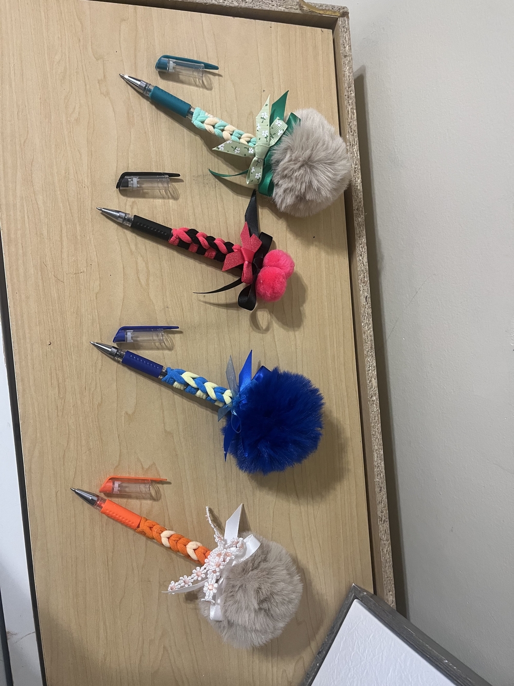 Playful Pom-Pom Braided Gel Pens - Assorted Colors
